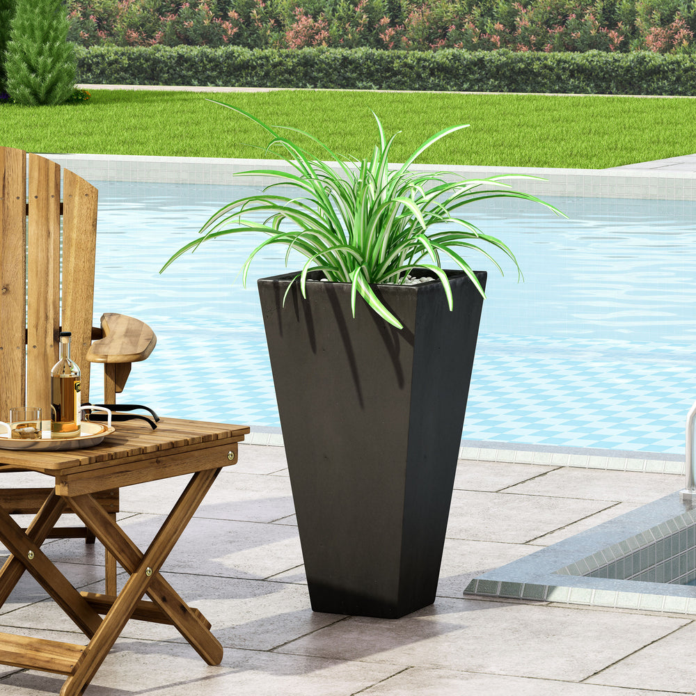 13' Outdoor Modern MGO Small Cast Stone Planter, Black Media 2