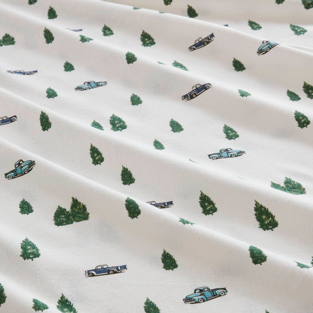 3 PCS Twin Sheet Set Green Trees & Trucks Media 9