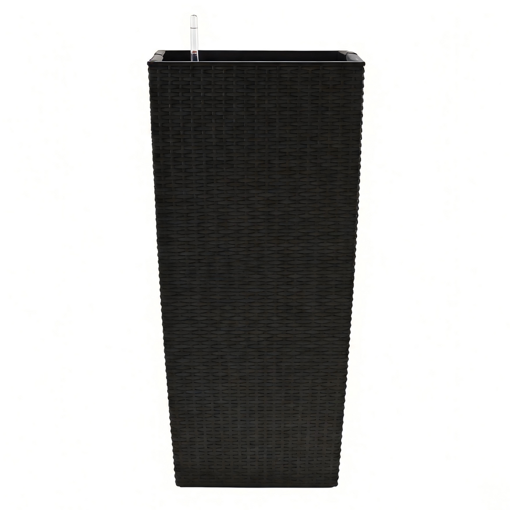 Black Faux Rattan Large Flower Pot with Self-Watering System, 30 in Tall Indoor Outdoor Planter Featuring Drainage Holes, Inner Tray & Water Level Monitor Media 1