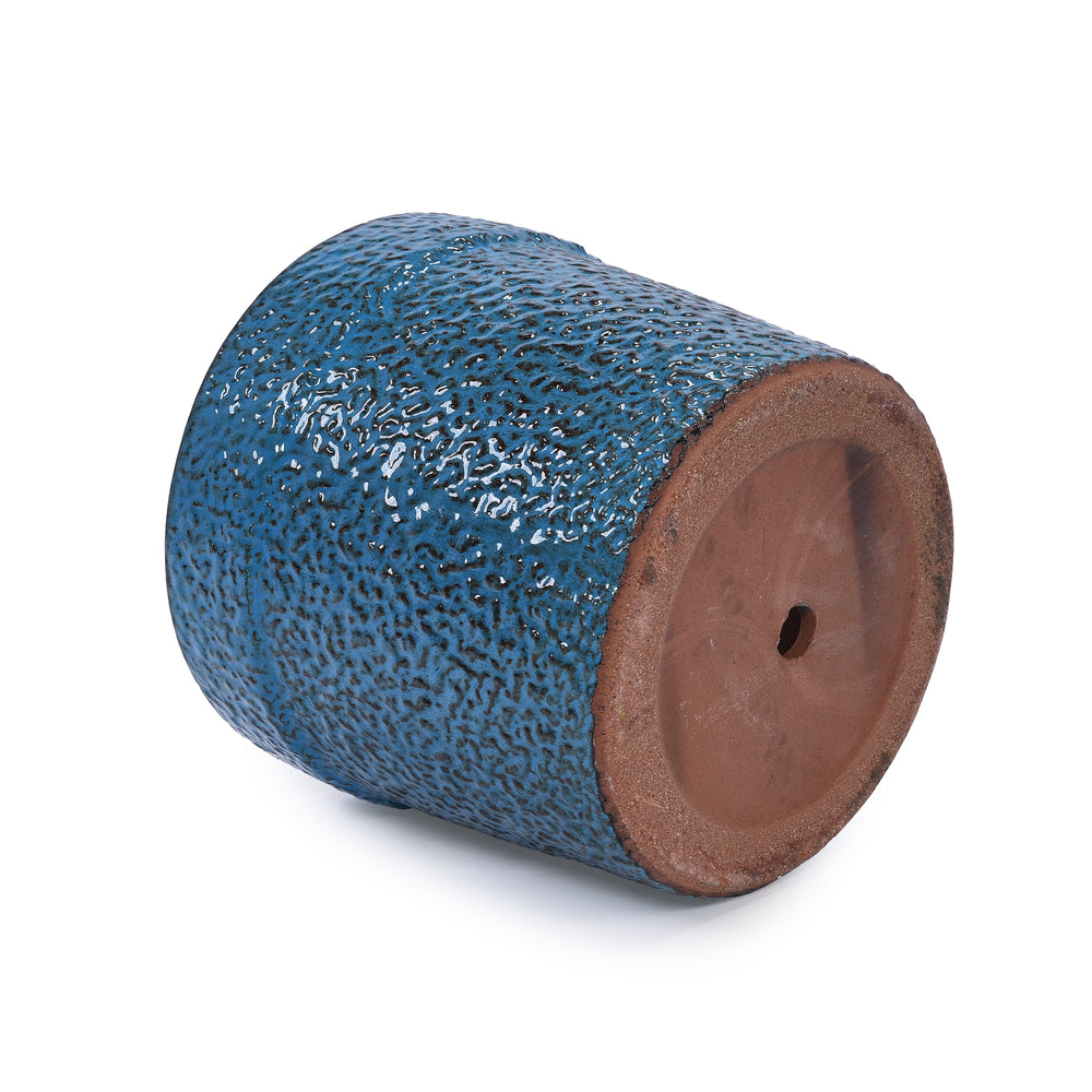 Handmade Ceramic Planter Set of 3, 15/12/9 Inch Diameter, Blue Textured Pattern, for Succulents & Indoor Plants, Windowsill & Bookshelf Use, Breathable Clay Media 13