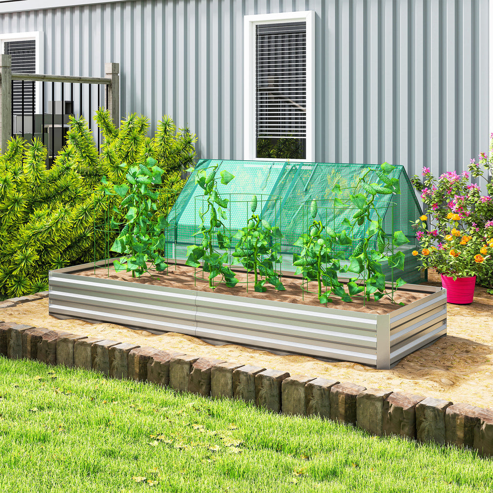 Outsunny 95' x 36' x 12' Galvanized Raised Garden Bed, Metal Elevated Planter Box, Easy DIY and Cleaning for Growing Flowers, Herbs, Silver Media 10