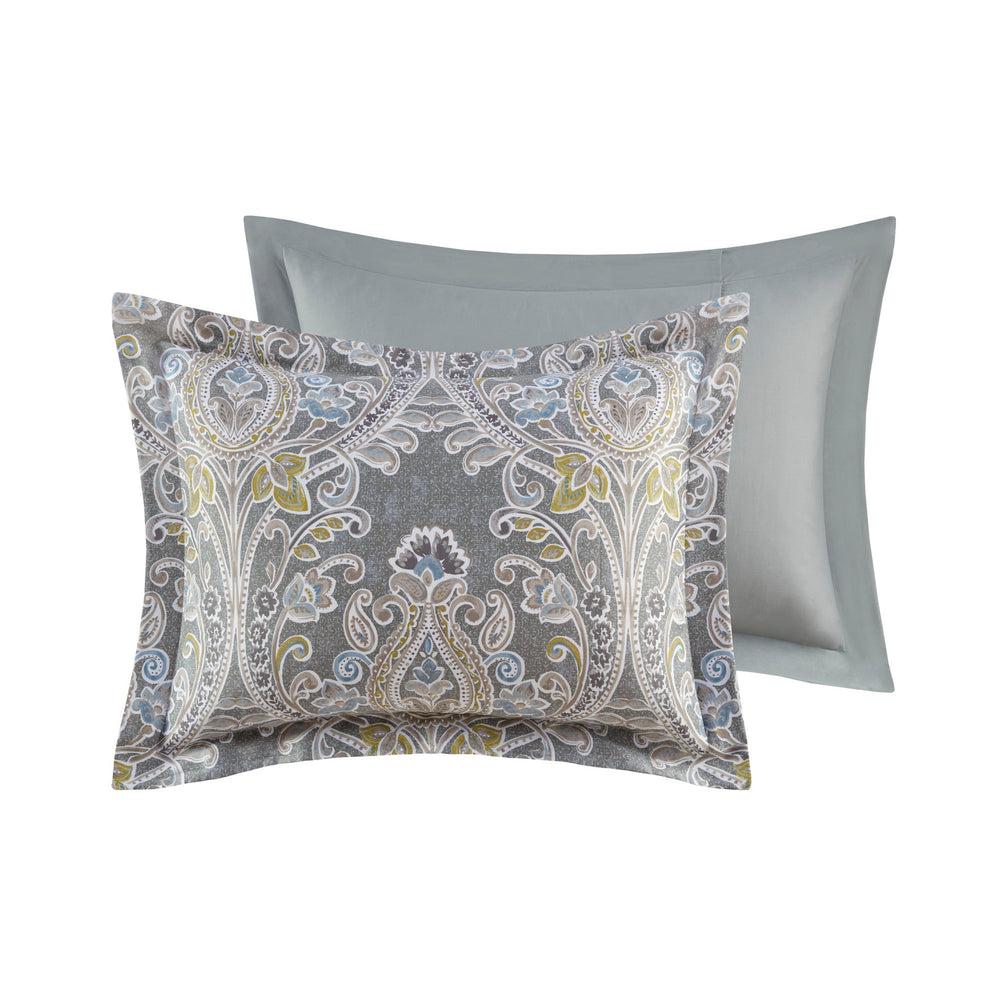 6 Piece Cotton Comforter Set Grey Full Media 7