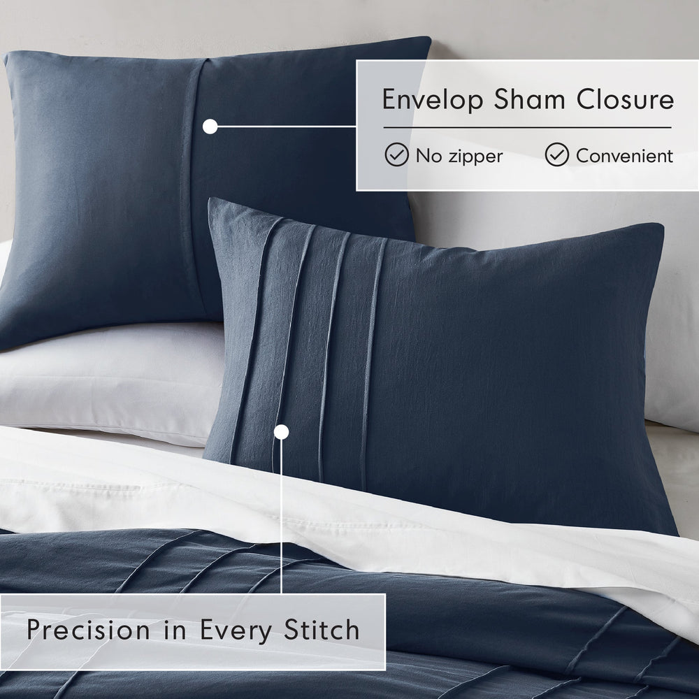 3-Piece Cal King Soft Washed Pleated Comforter Set Media 19