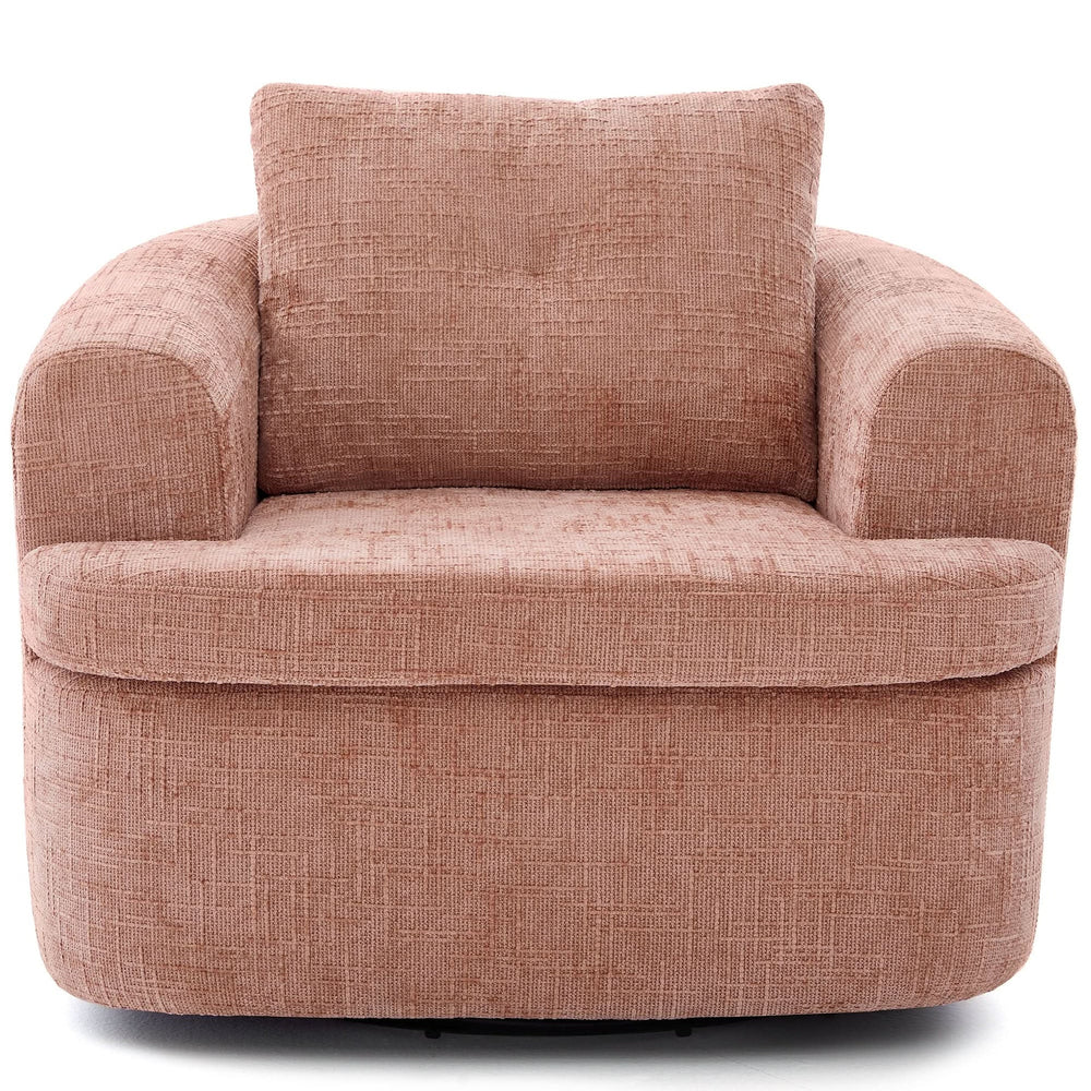 360 Degree Swivel Chair Chenille Pink Dual Layer Cushion Living Room Decor Accent Seating Home Media 8