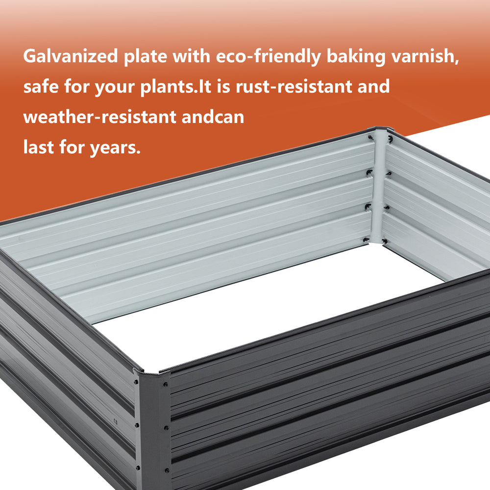 4x3x1ft Metal Raised Garden Bed,Deep Root Outdoor Galvanized Planter Box,Patio Kit Planting Beds for Vegetables Flowers Herb,Black Media 7