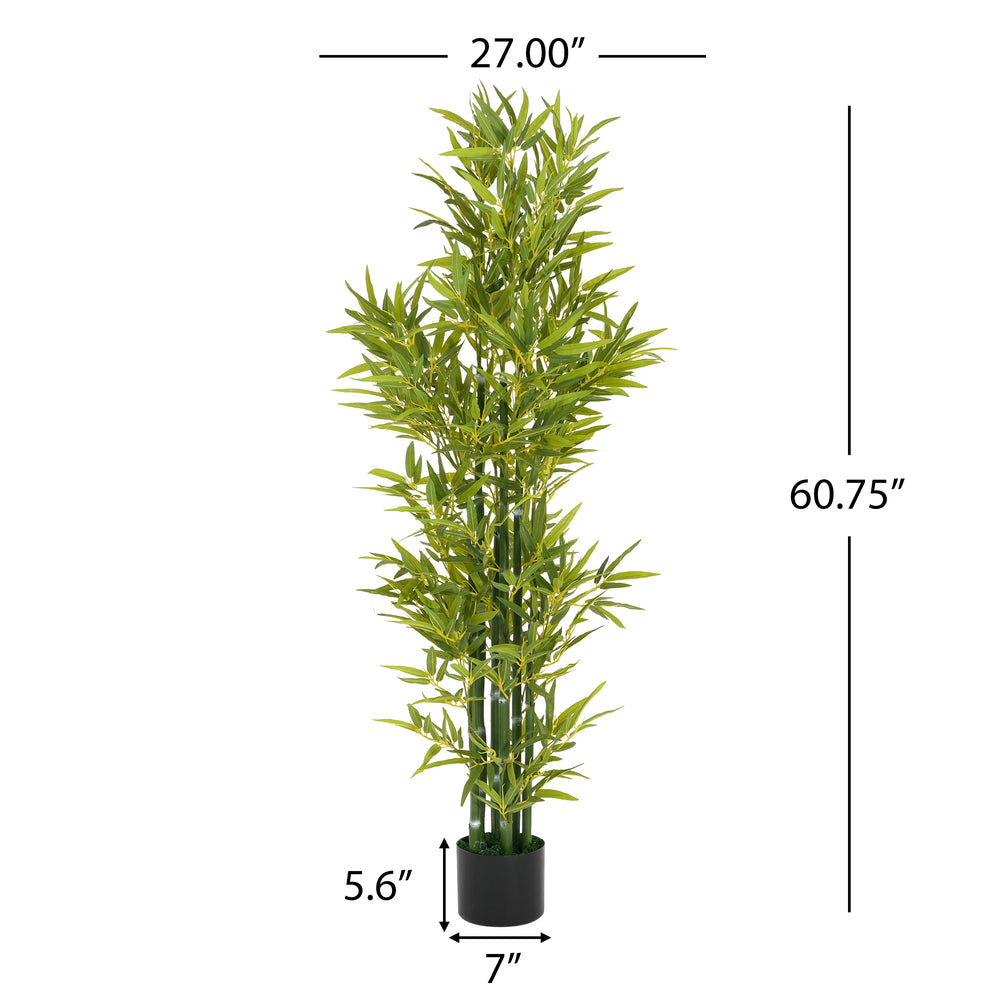5' Artificial Bamboo with Black Plastic Pot, Set of 2 Media 7
