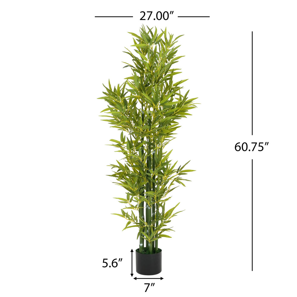 5' Artificial Bamboo with Black Plastic Pot, Set of 2 Media 7