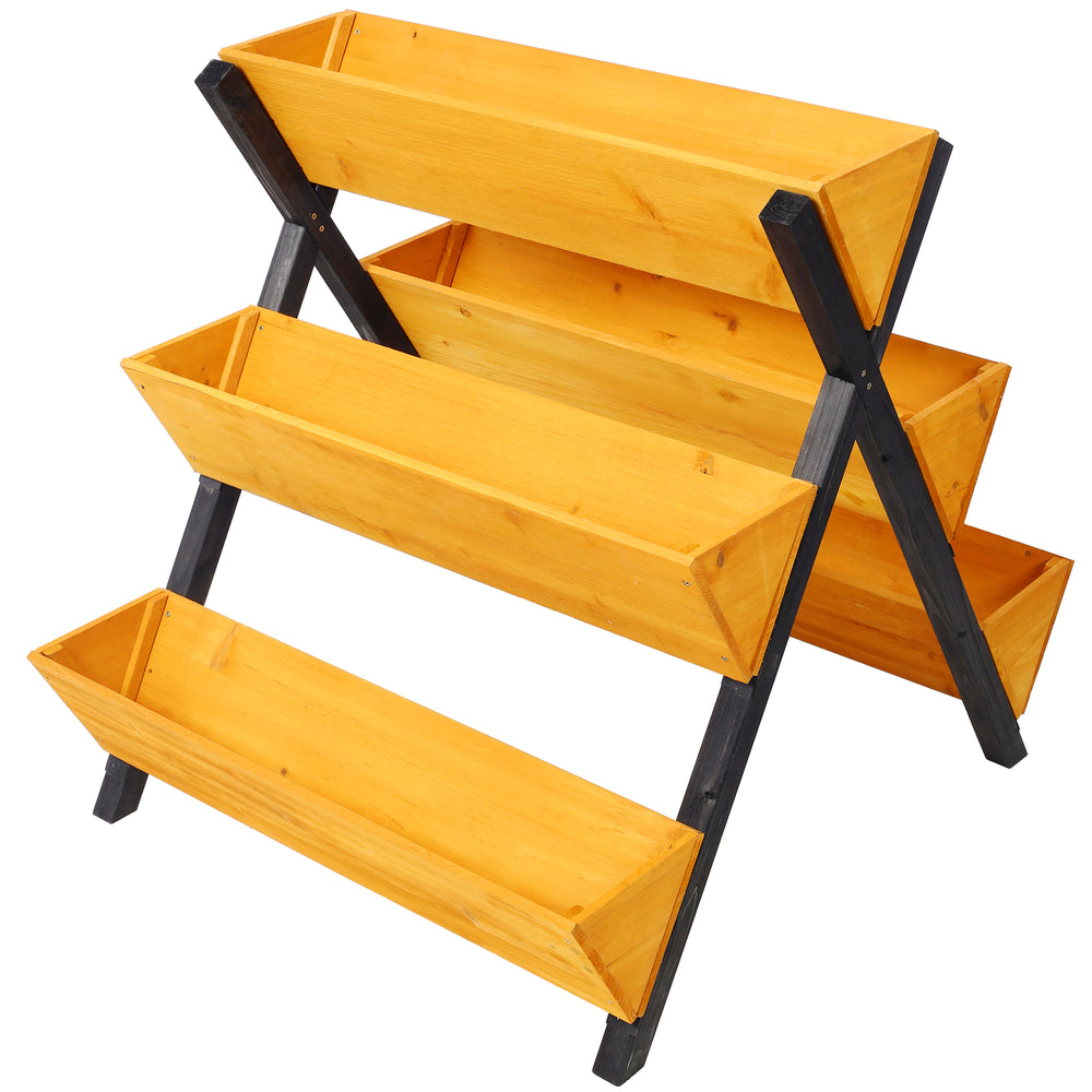 3 Tiers Wooden Vertical Raised Garden Bed with Legs,Brown Planter Raised Beds Kit for Flowers Herbs Vegetables Media 7