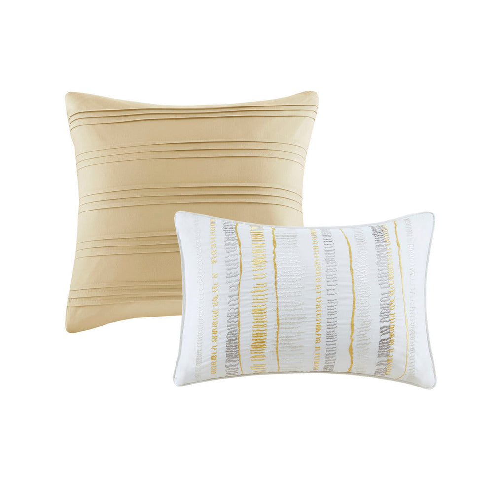 8 Piece Printed Seersucker Comforter and Quilt Set Collection Yellow Full/Queen Media 20