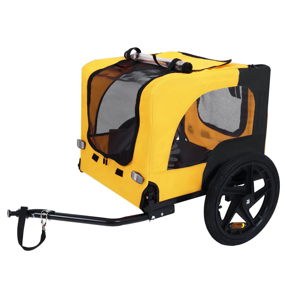 Pet Bike Trailer Dog Cart for Bicycle, Suitable for Small and Medium Pets, Easy Folding Cart Frame, Quick Release Wheel, Non-Slip Floor, Internal Leash Media 7