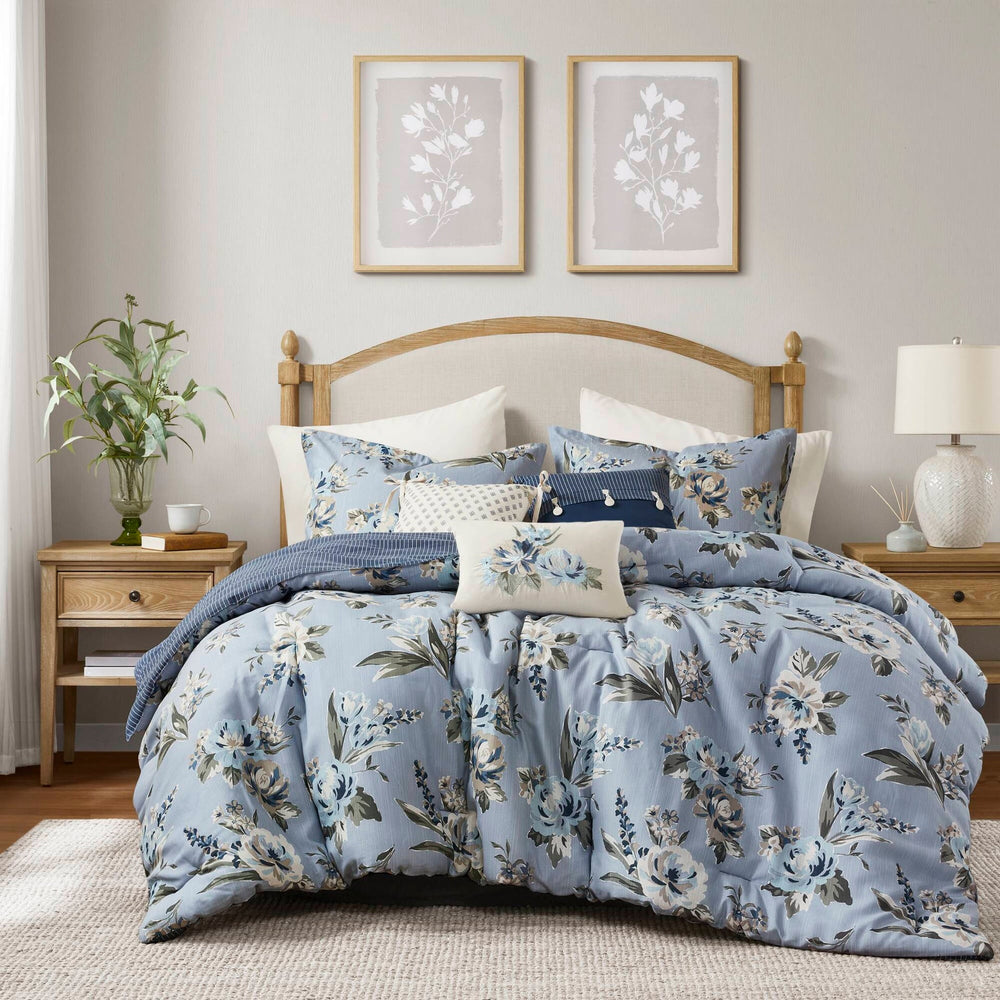 7PCS King Vintage Floral Comforter Set Media 1