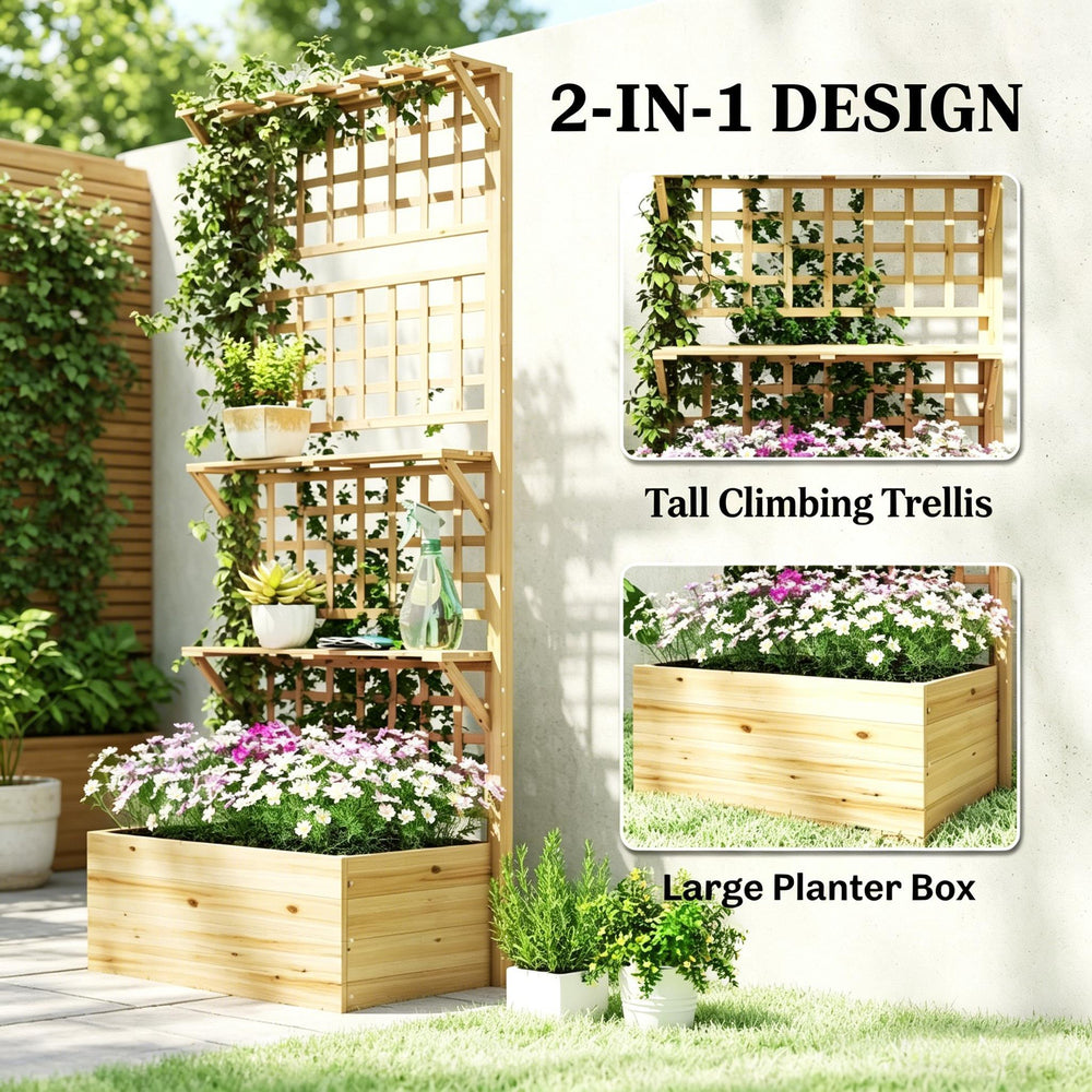 Garden Elevated Planter Box,Wooden Raised Garden Bed,Planter Box Media 7