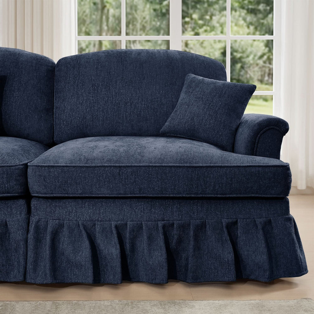 Sofas Chenille Upholstery Three Seater Mid Century Blue Living Room Media 22