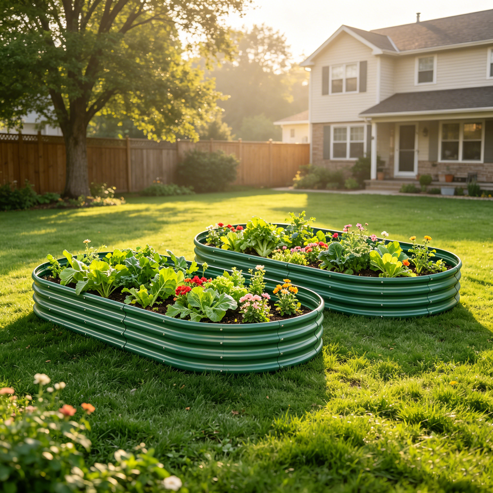 Galvanized Raised Garden Bed 8x4x1ft - Heavy Duty Metal Planter Box for Vegetables, Herbs & Flowers, Rust-Proof Outdoor Garden Bed with Large Capacity, Green, 2PCS Media 6
