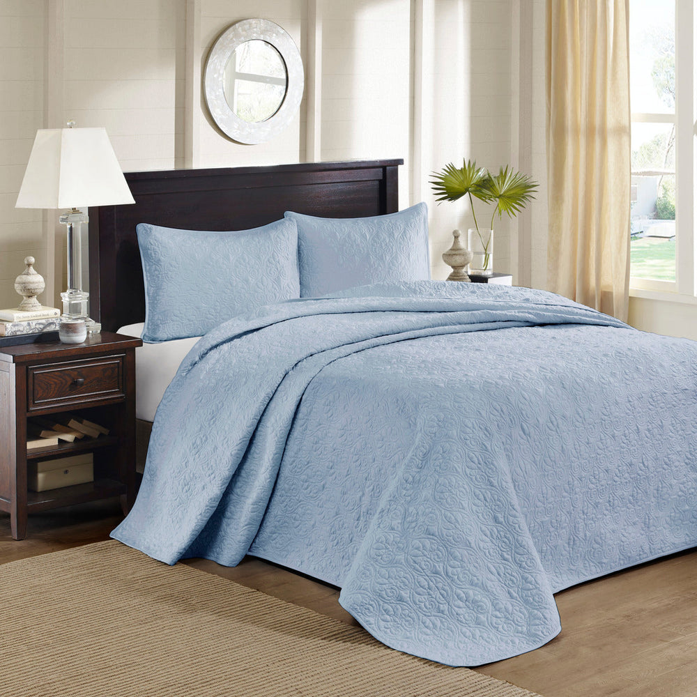 Reversible Bedspread Set Blue King Media 1