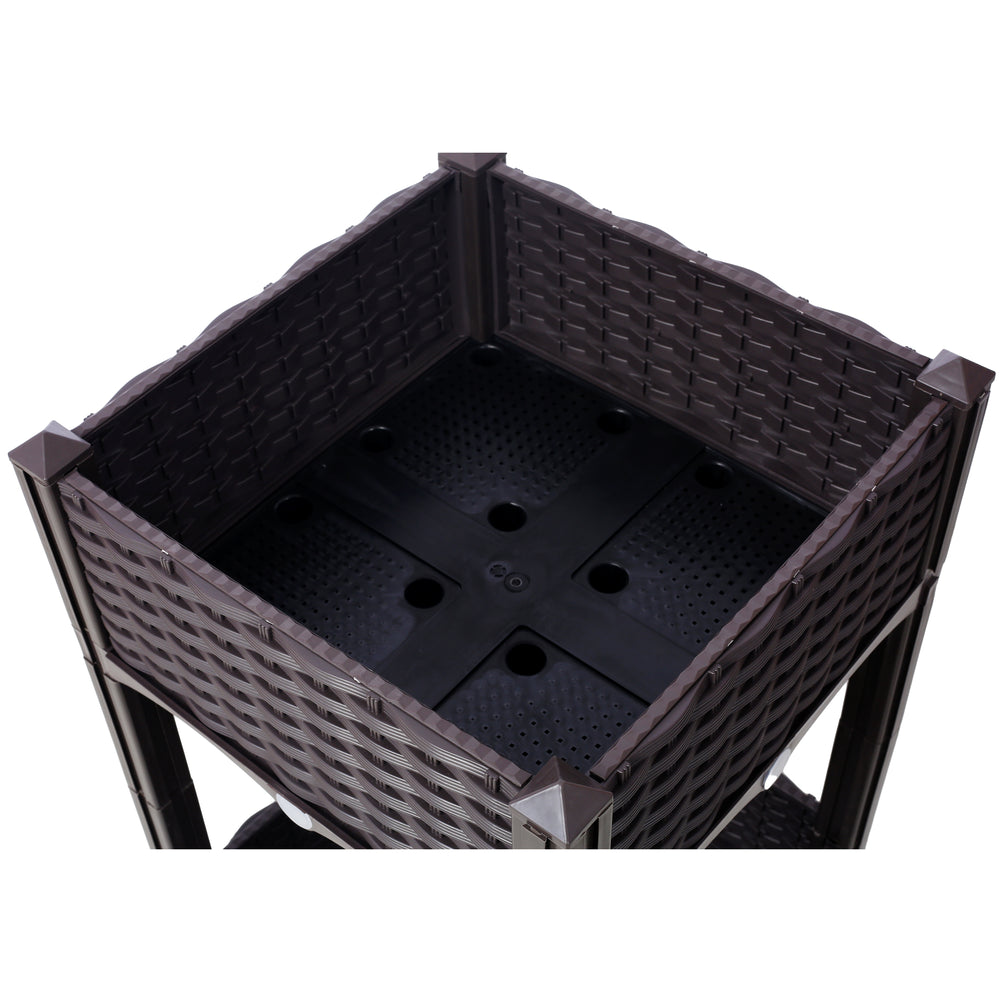 Planter Raised Beds - Elevated Planter Garden Box with Drainage Plug Raised Garden Beds for Vegetable/Flower/Herb Outdoor Standing Planter Beds Gardening Kit,Brown,15.7'x15.7'x27.7' Media 11