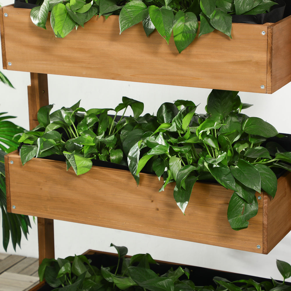 Outsunny Vertical Garden Planter, Wooden 4 Tier Planter Box, Self-Draining with Non-Woven Fabric for Outdoor Flowers, Vegetables and Herbs, Orange Media 2