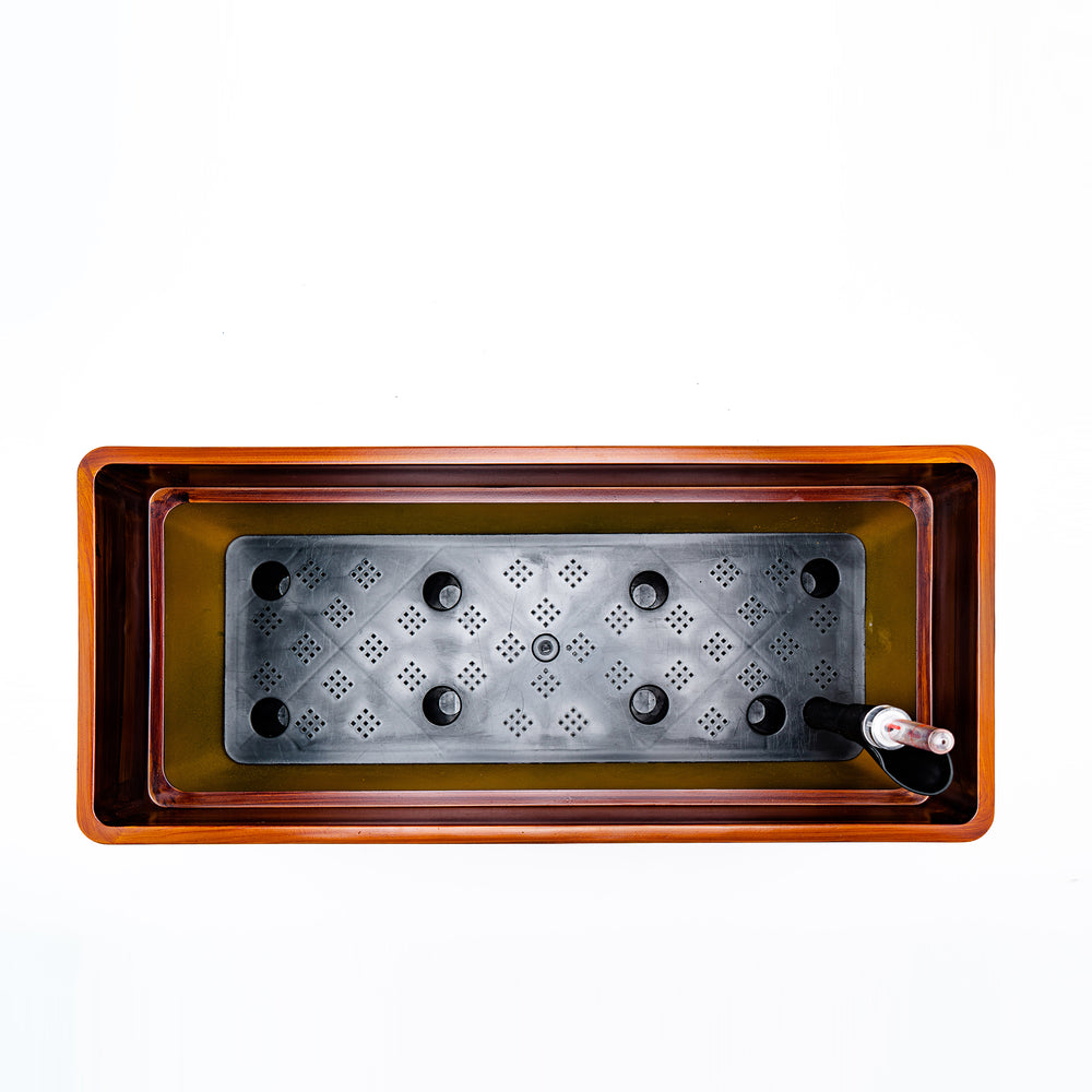 7.8 in. Dark Wood Plastic Rectangle Self-watering Planter Pot Media 6