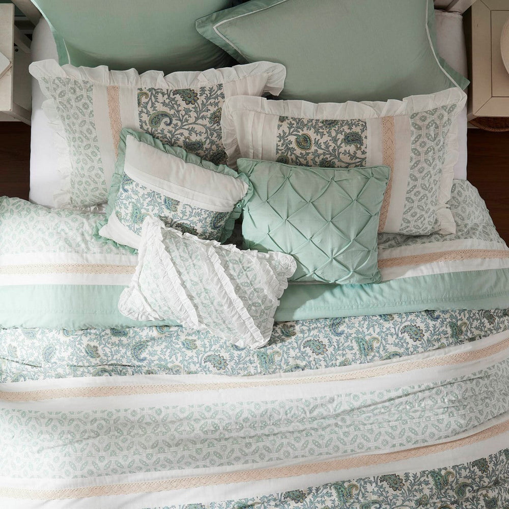 9 Piece Cotton Percale Comforter Set Aqua King Media 14