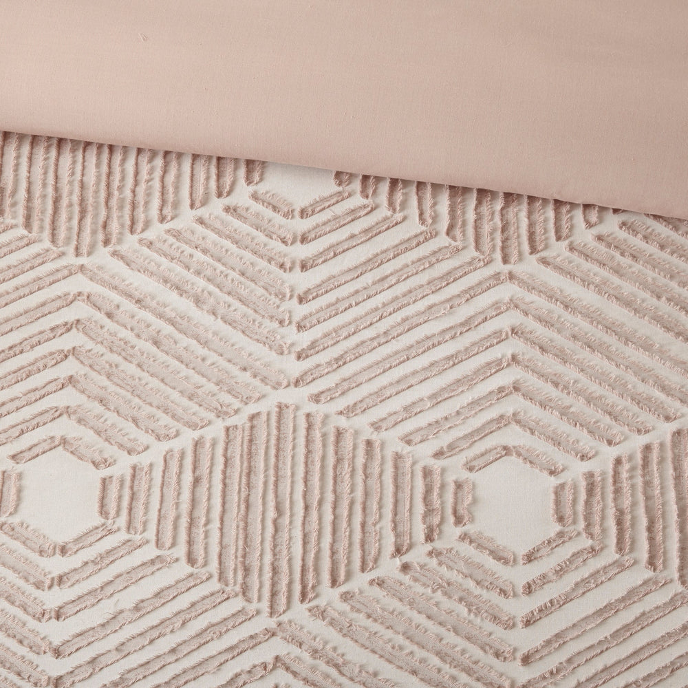 Cotton Jacquard Comforter Set Blush Full/Queen Media 10