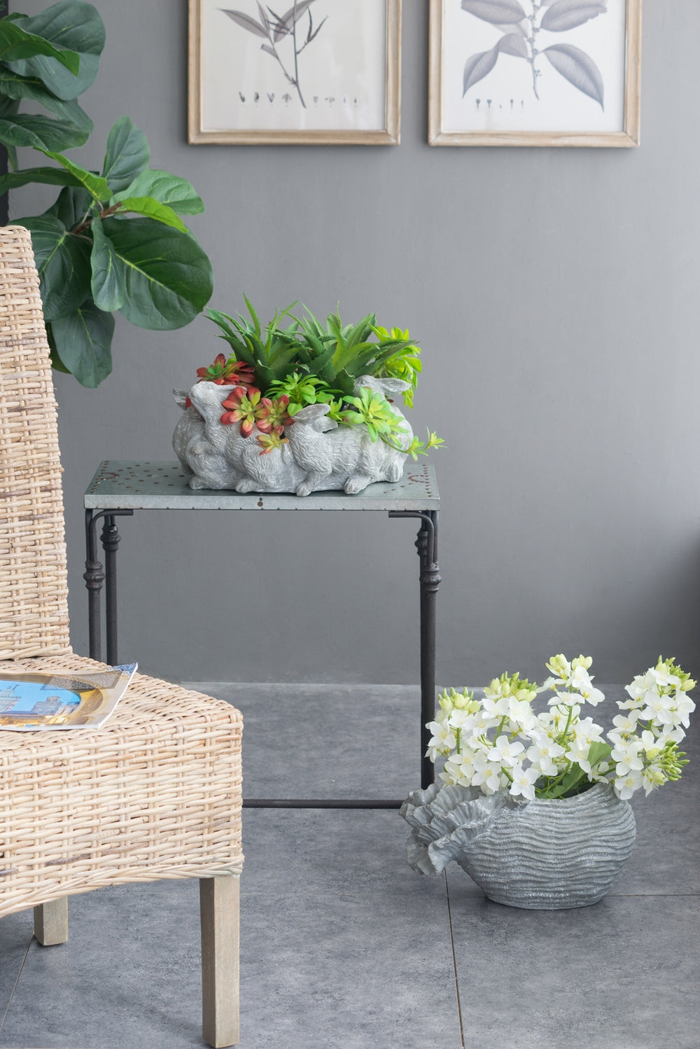 14.2x7.9x7.9' Cement Planter, Indoor Outdoor Garden Decor Media 19