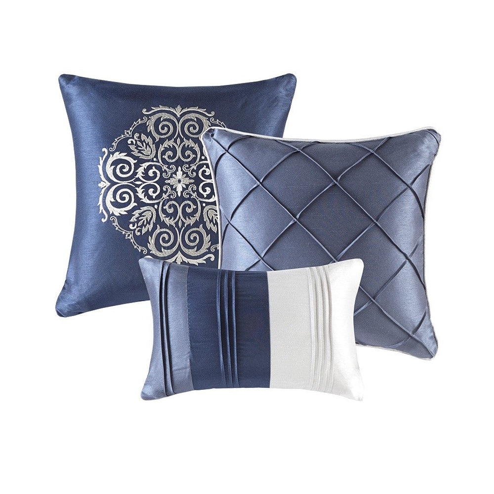 7 Piece Comforter Set Navy Queen Media 4