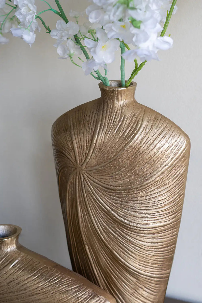 Aluminum Vase with Gold Swirling Design