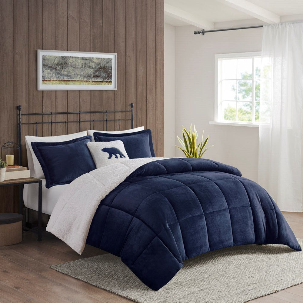 King Plush to Sherpa Down Alternative Comforter Set Media 1