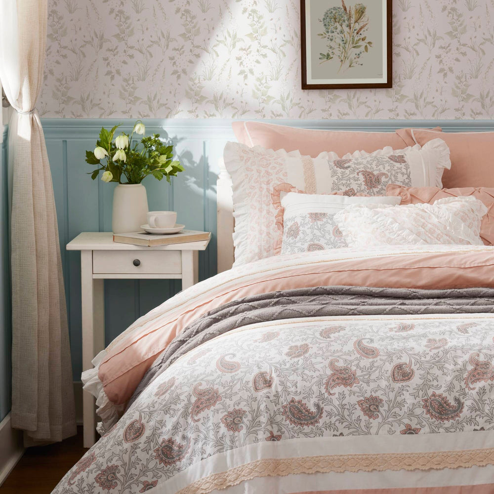 9 Piece Cotton Percale Comforter Set Blush King Media 16