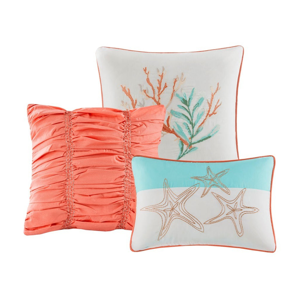 6 Piece Cotton Sateen Quilt Set with Throw Pillows Coral King/Cal King Media 8