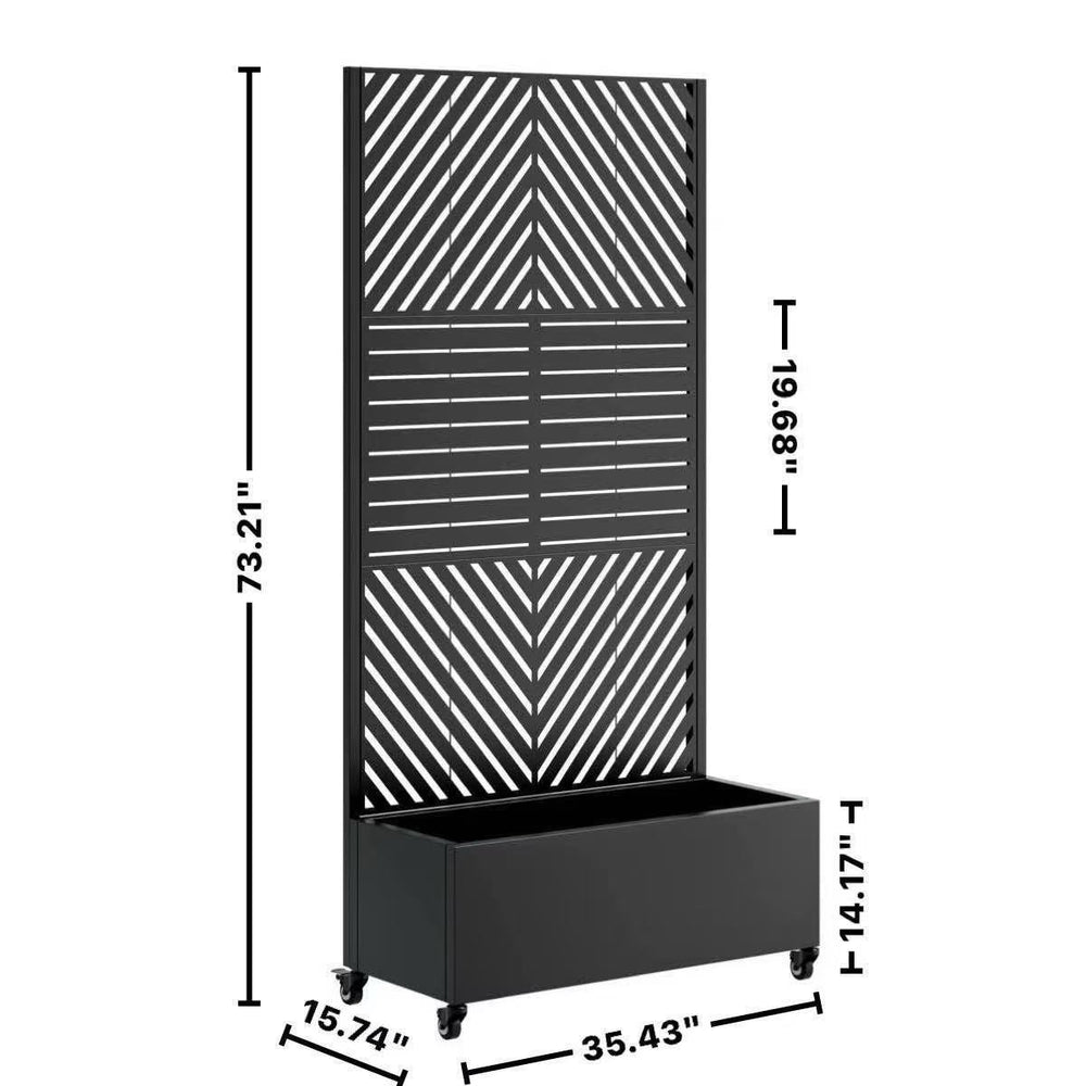 Metal Planter Box with Trellis, 73'x35'x16 Metal Raised Garden Bed with Trellis, Metal Planter Box with Drainage Holes & Lockable Wheels & Privacy Screen for Climbing Plants, Vegetables, Vines Media 7