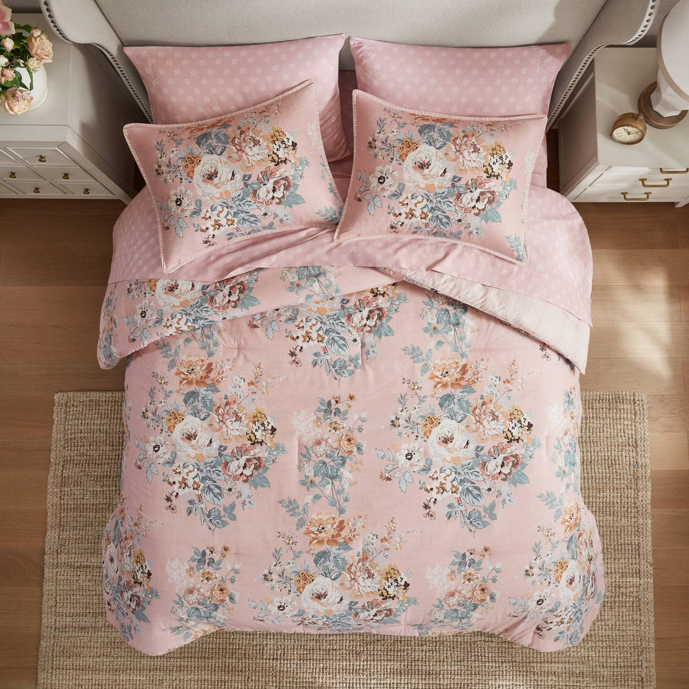 5-Piece Twin 5 Piece Vin -inspired Collection floral print,Pink Media 14