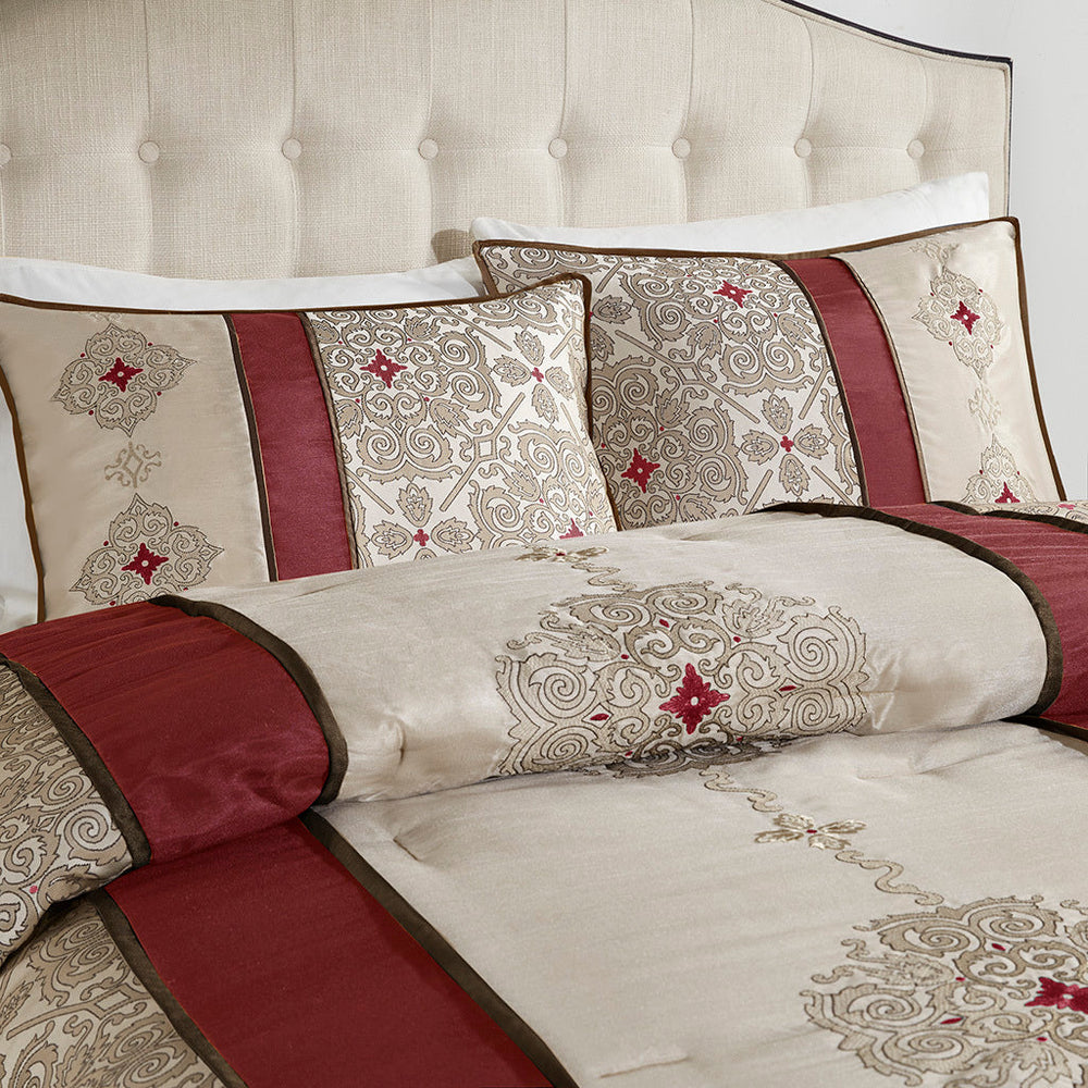 Cal King 7 Piece Jacquard Comforter Set with Throw Pillows Media 18