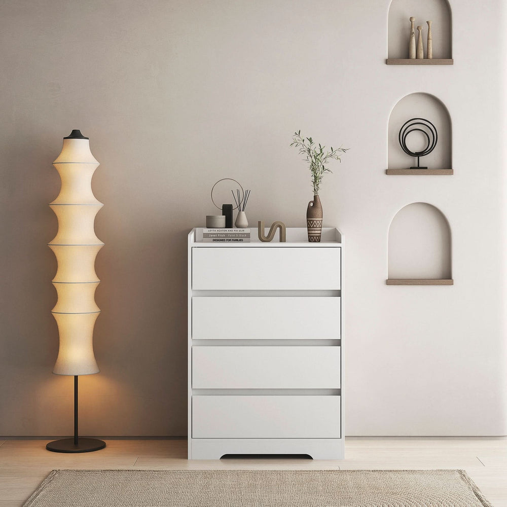 Bedroom Dresser Waterproof Minimalist White Cabinet Storage Organizer Media 1