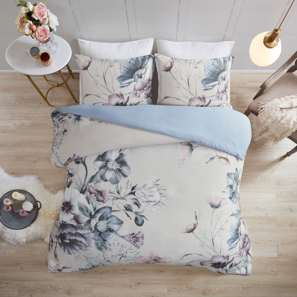 King/Cal King 3 Piece Cotton Printed Duvet Cover Set Media 15