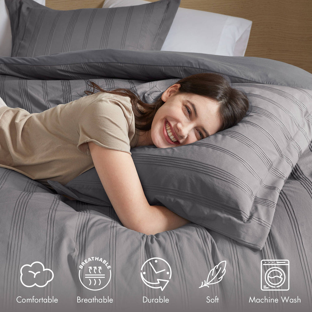7-Piece Full Woven Striped Comforter Set Media 7