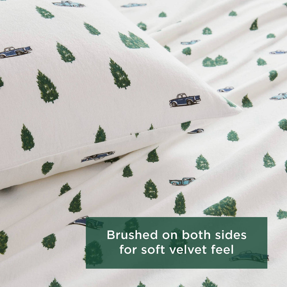4 PCS King Sheet Set Green Trees & Trucks Media 5
