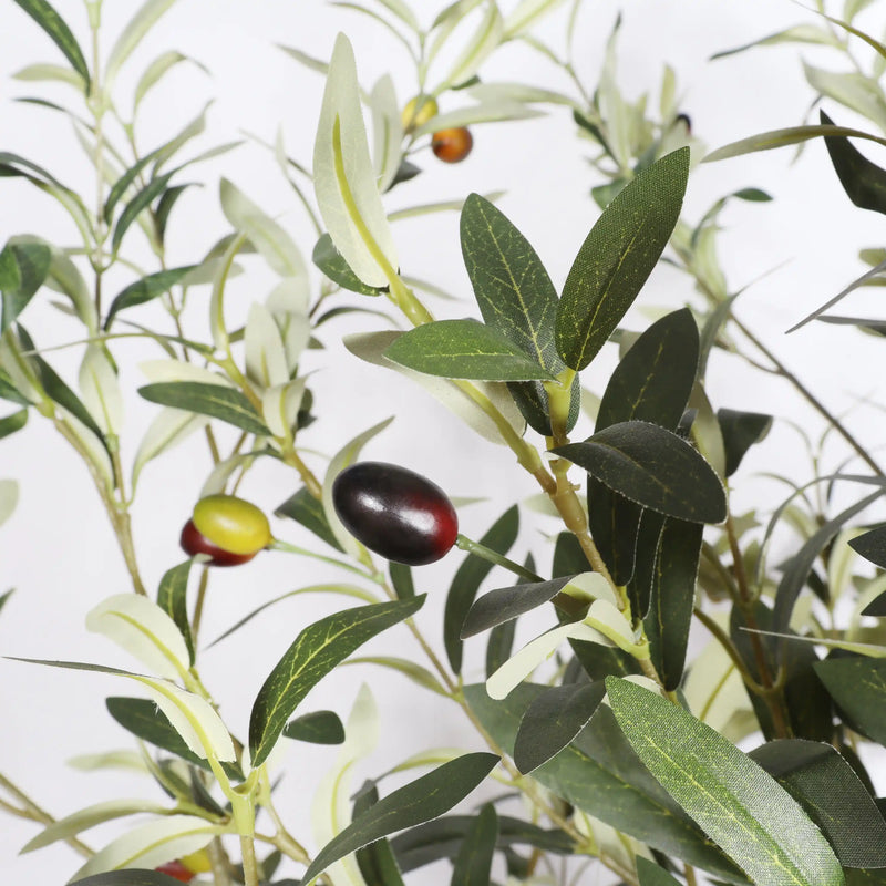7' Artificial Olive Tree in Black Plastic Pot, 1pc/set