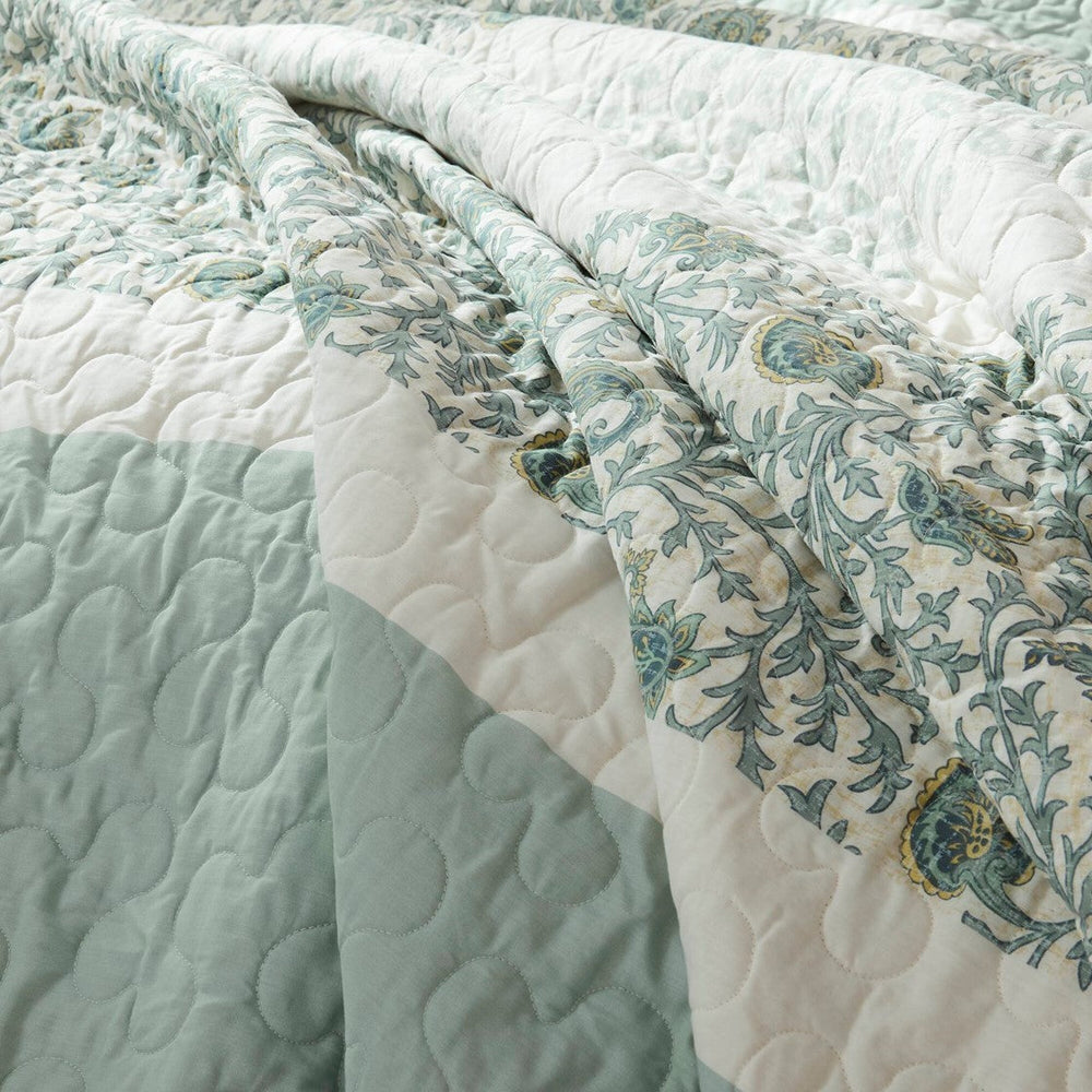 6 Piece Cotton Percale Quilt Set with Throw Pillows Aqua King/Cal King Media 17