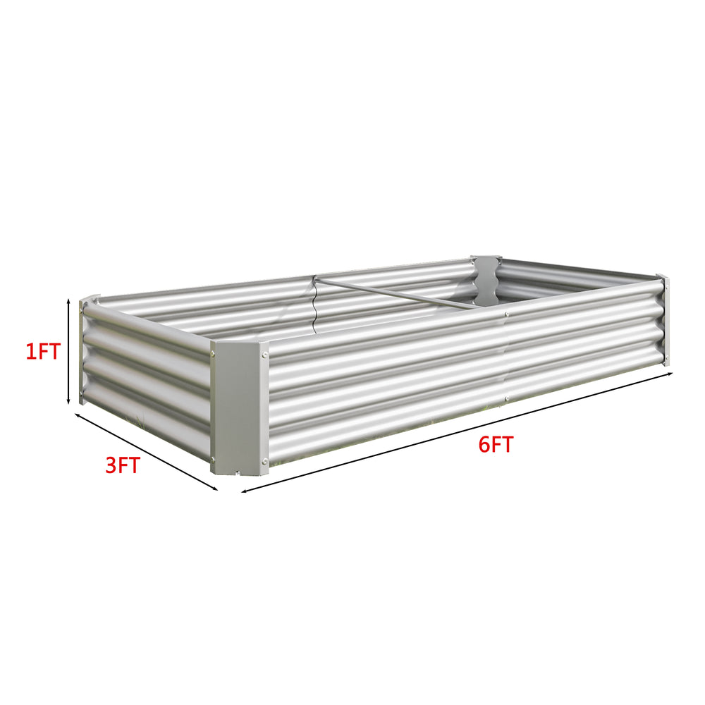 2PCS Silver 6×3×1ft Metal Raised Rectangle Garden Planter Beds Media 17