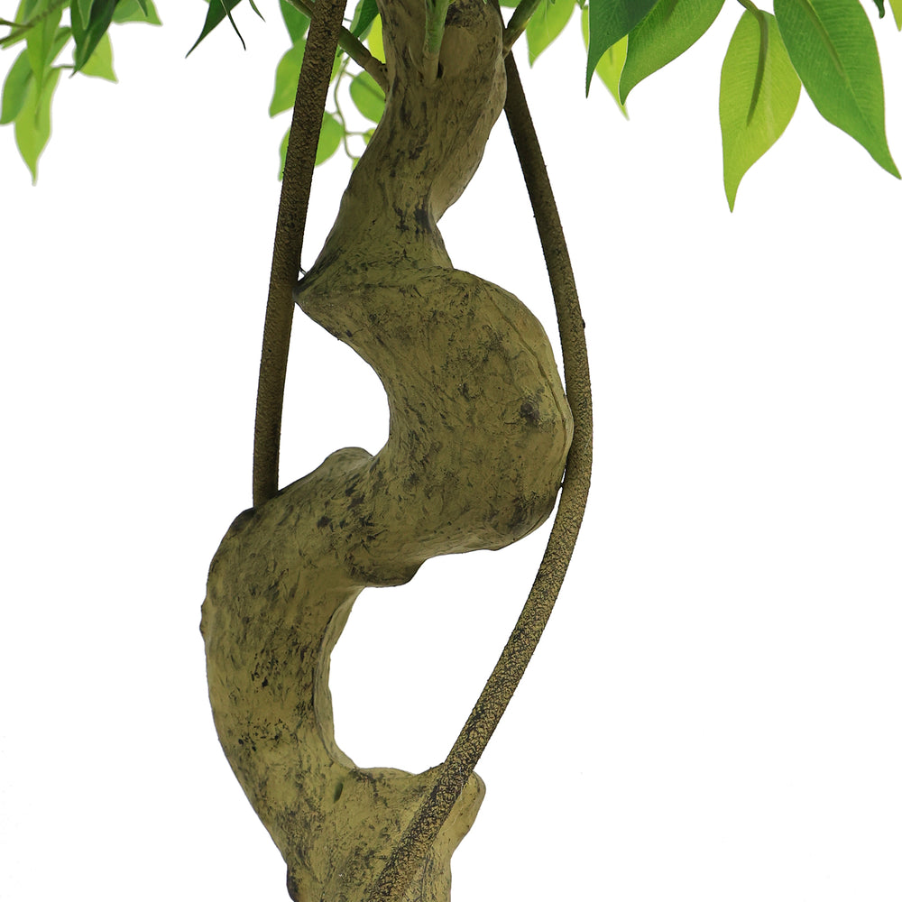 6FT Lifelike Artificial Ficus Tree with Black Pot for Home or Office Decor, Green Plastic Indoor Plant Media 7