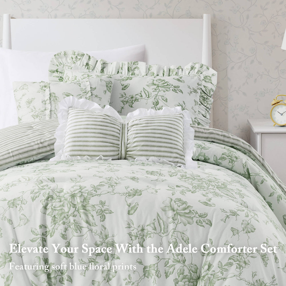 4 Pieces Twin/Twin XL Comforter Set with Decorative Pillows,Green Media 3