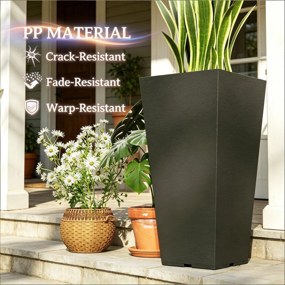 Set of 2 Flower Planters,Outdoor Tall Planters,Chic Planters Media 3