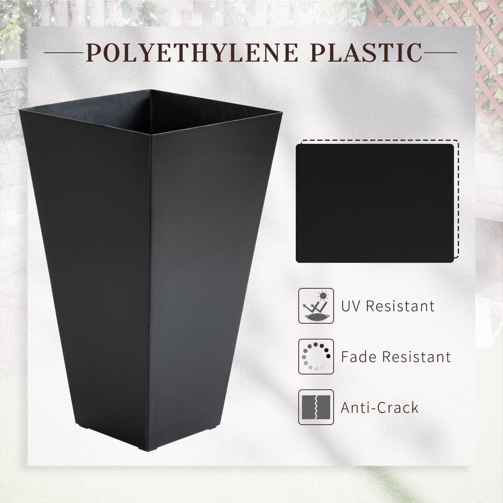 Outsunny Modern Tall Planters Set of 3 with Self-Drainage Black Polypropylene 28 Inches Media 5