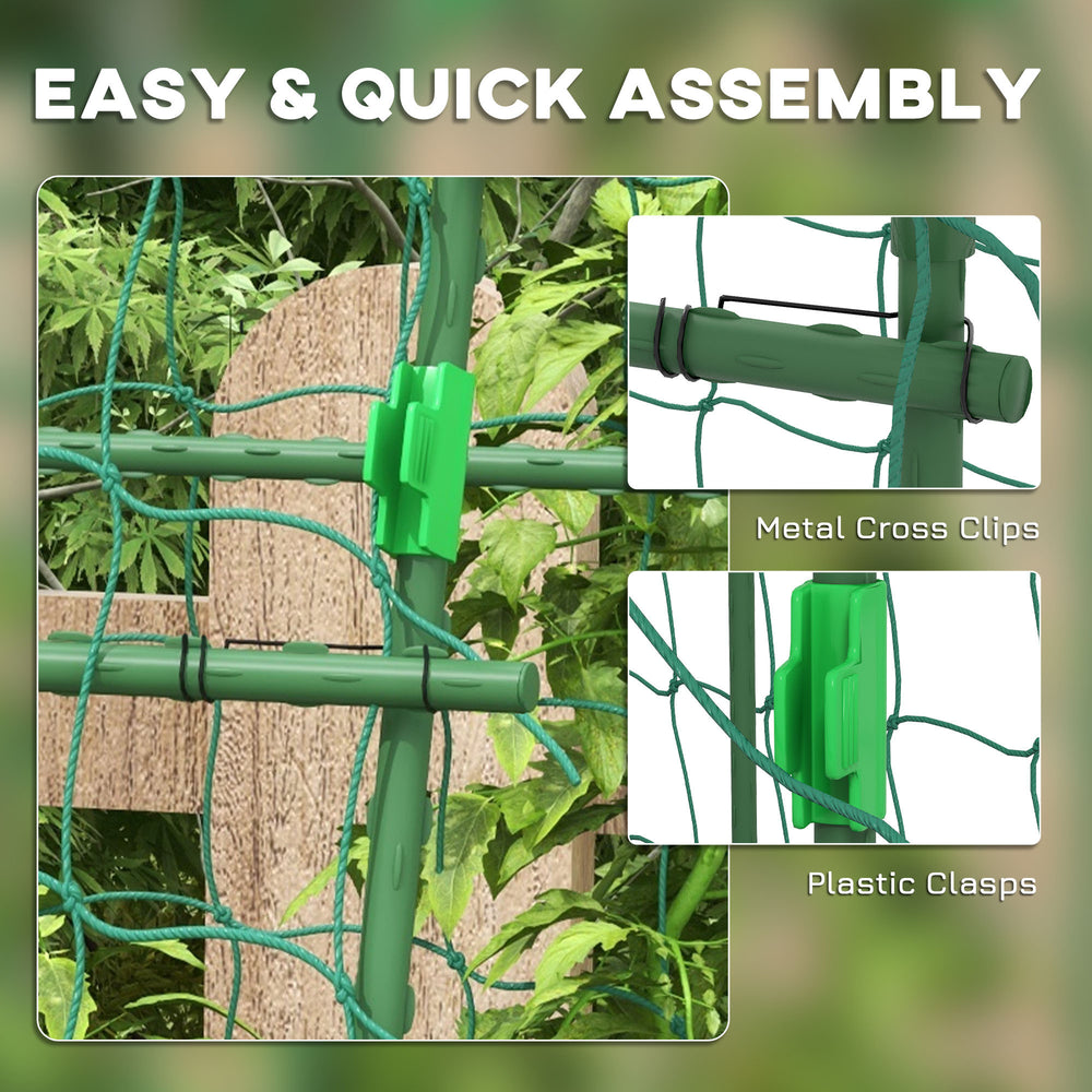 Outsunny Cucumber Trellis, 6.8' Tall Arch Trellis for Climbing Plants Outdoor, A-Frame, with Plastic Coated Steel Frame and Climbing Net, Support Vegetables, Peas, Fruit & Vines, Green Media 5