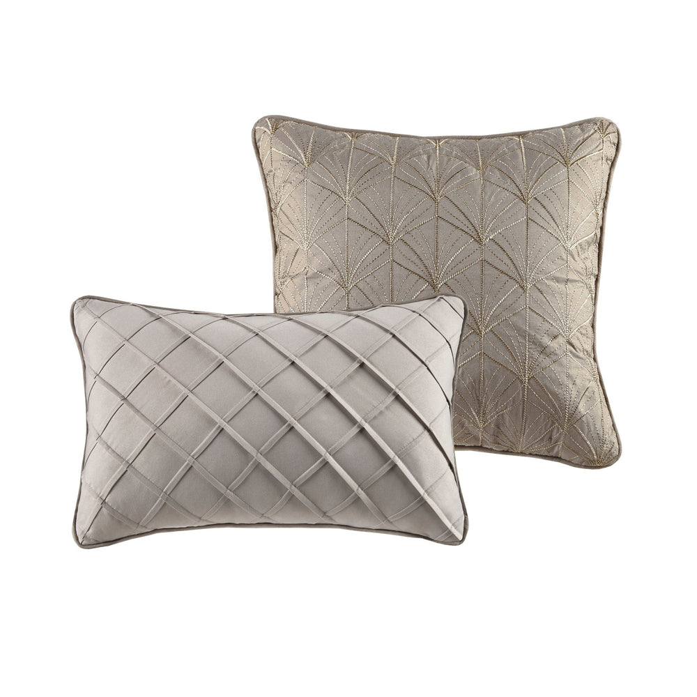 12 Piece Jacquard Comforter Set with Bed Sheets Khaki King Media 11