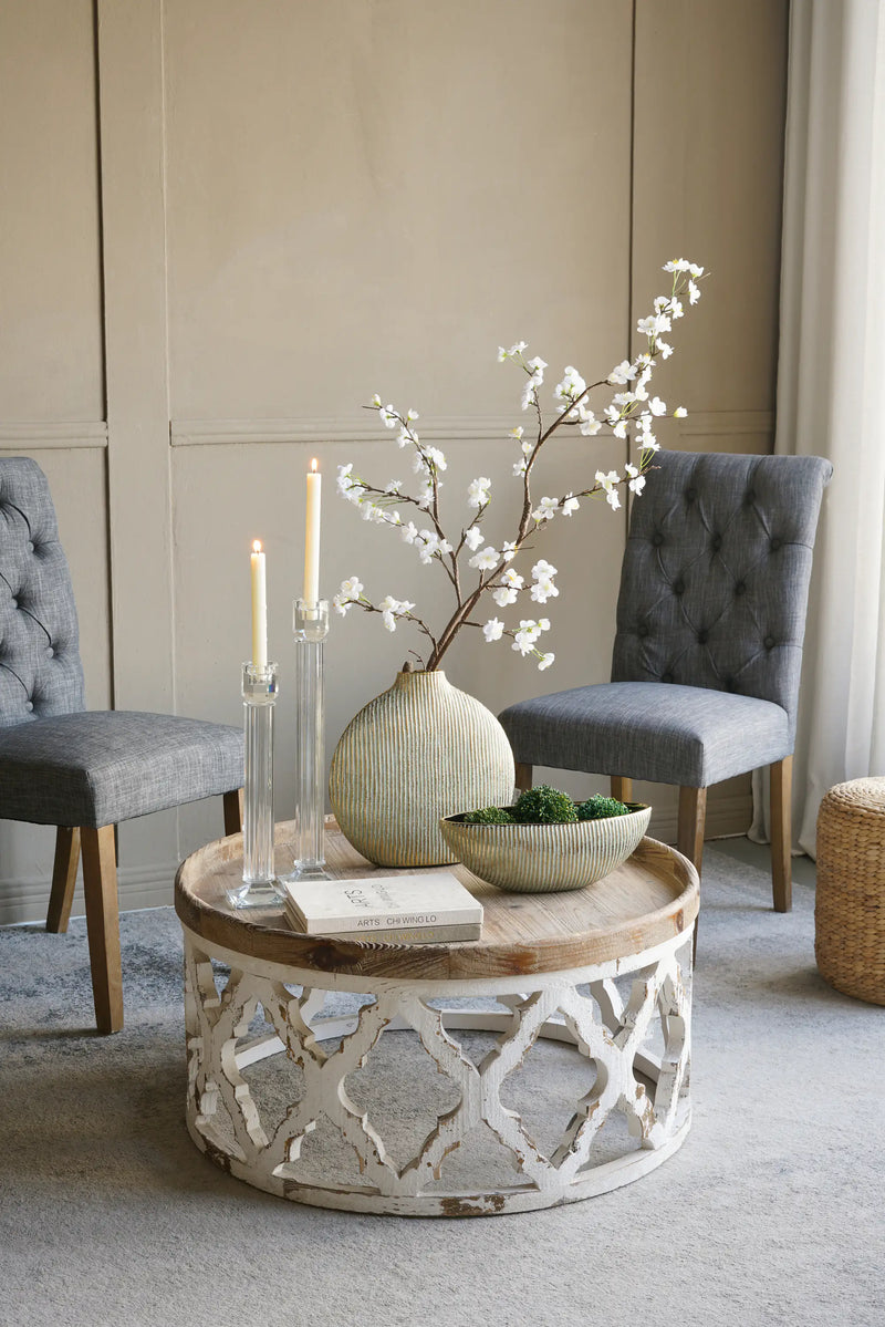 Ceramic Accent Vase with Vertical Ribbed Texture