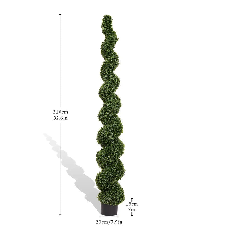 Topiary Bonsai Artificial Spiral Tree Plant Outdoor UV Resistant Plastic Boxwood 210cm Green
