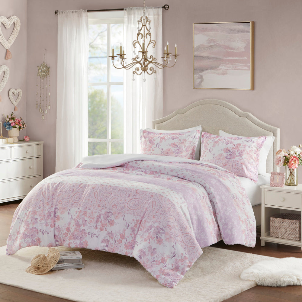 Floral Paisley Duvet Cover Set Full/Queen Media 1