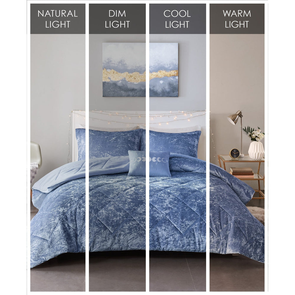 Full/Queen Velvet Comforter Set with Throw Pillow Media 7